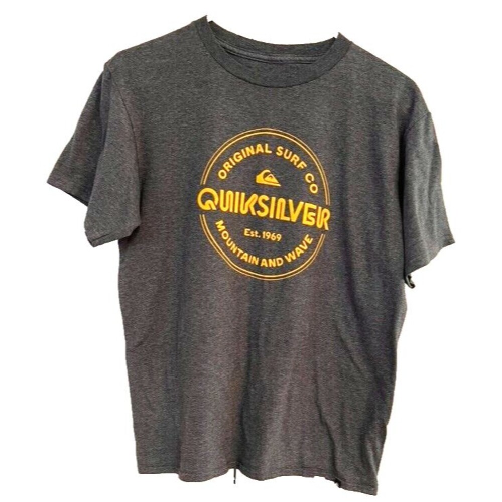 Quiksilver Short Sleeve Charcoal Gray Mountain and Wave Logo T-Shirt Youth XL